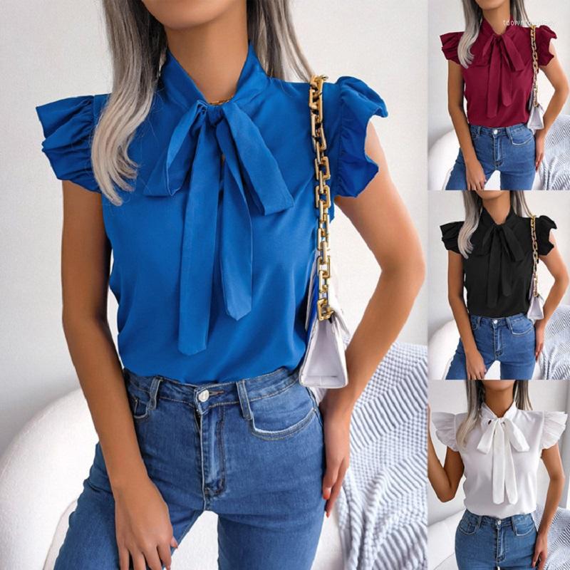 Women's Blouses Women Summer Short Sleeve And Shirts Solid Color Bandage Stand Collar Tops Ladies Casual, Black
Women's Blouses Women Summer Short Sleeve And Shirts Solid Color Bandage Stand Collar Tops Ladies Casual, Black