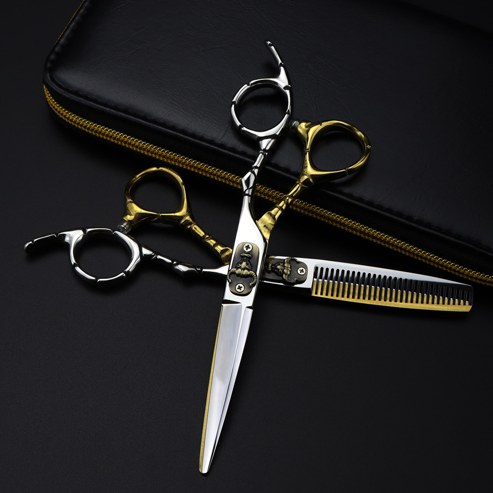 Hair Scissors professional Japan 440c steel 6 inch Bull head hair cutting scissors haircut thinning barber cut shears hairdressing 230509