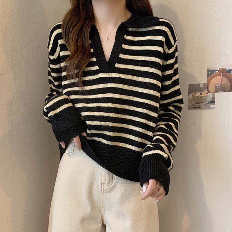 Women's Sweaters Women Long Sleeve V Neck Striped Sweater Female Elegant Casual Fashion Tops Korean Style Knitted Chic Loose Cotton, Black
Women's Sweaters Women Long Sleeve V Neck Striped Sweater Female Elegant Casual Fashion Tops Korean Style Knitted Chic Loose Cotton, Black