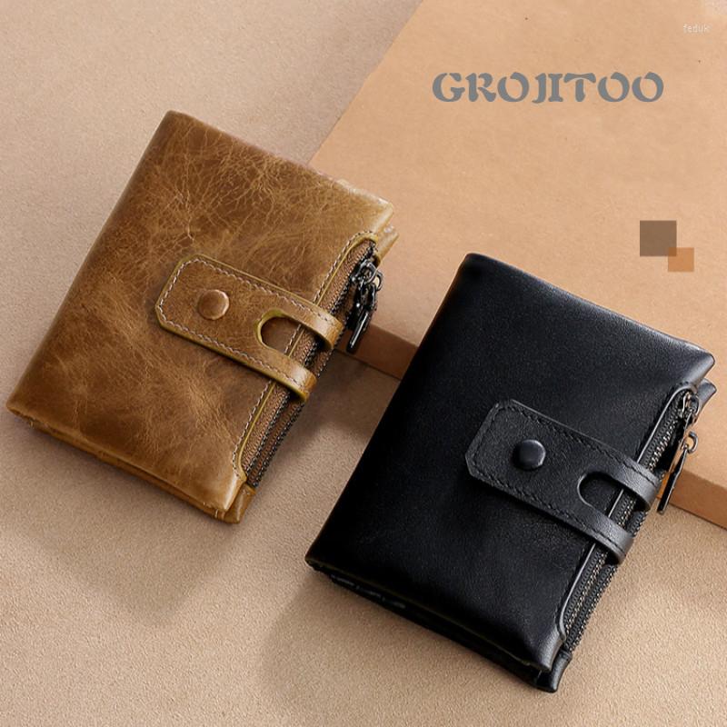 Wallets GROJITOO RFID Men's Wallet Double Zipper Buckle Short Purse Genuine Leather For Man Zero High Quality, Black
Wallets GROJITOO RFID Men's Wallet Double Zipper Buckle Short Purse Genuine Leather For Man Zero High Quality, Black