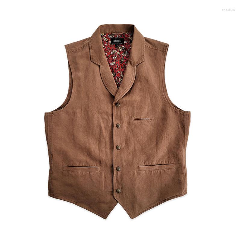 Men's Vests Men's Vest Suit Collar Linen Cotton Brown Gentlemen Elegant Style Sleeveless Jacket Vintage Waistcoat, Champagne
Men's Vests Men's Vest Suit Collar Linen Cotton Brown Gentlemen Elegant Style Sleeveless Jacket Vintage Waistcoat, Champagne
