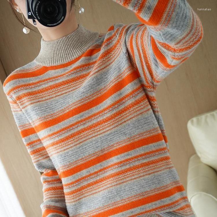 Women's Sweaters 2023 Autumn Winter Long Sleeve Striped Pullover Women Sweater Knitted Half High Collar Tops Korean Jumper Female U118, Fanqiehong o-neck
Women's Sweaters 2023 Autumn Winter Long Sleeve Striped Pullover Women Sweater Knitted Half High Collar Tops Korean Jumper Female U118, Fanqiehong o-neck