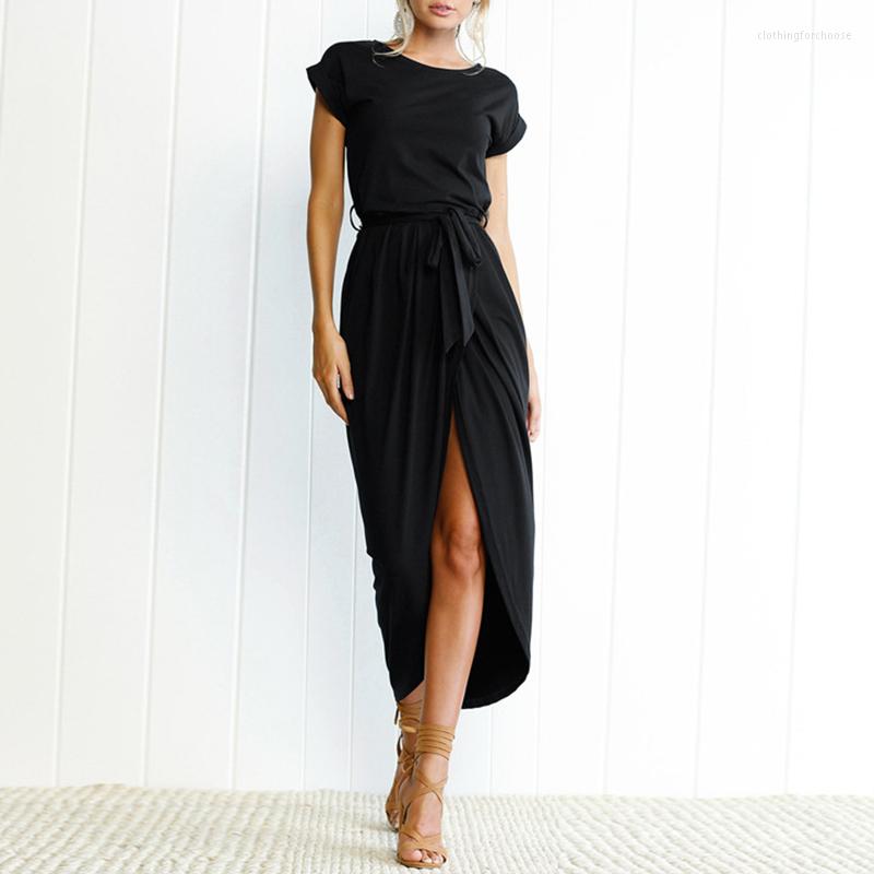 Casual Dresses Summer Sexy Split Long Dress Women O Neck Club With Belt Elegant Maxi Gray Blue, Black
Casual Dresses Summer Sexy Split Long Dress Women O Neck Club With Belt Elegant Maxi Gray Blue, Black