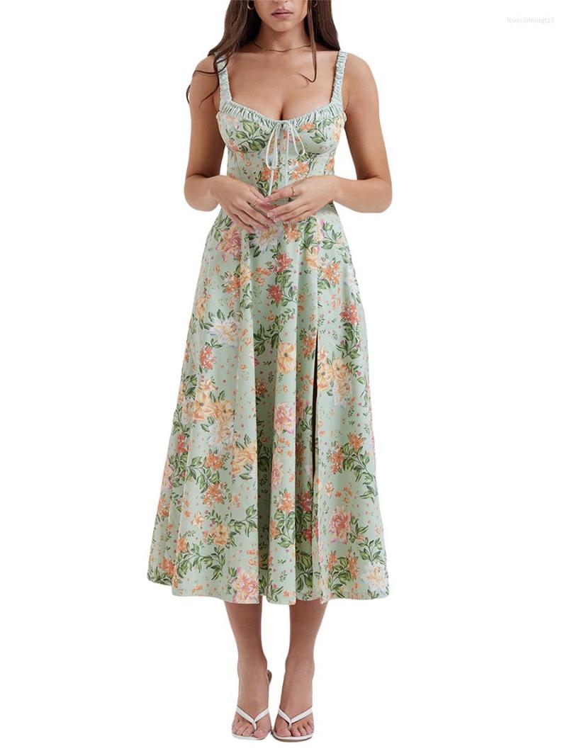 Casual Dresses Women Summer Midi Dress Floral Print Low-Cut Sleeveless Sling Sweet Backless, Green
Casual Dresses Women Summer Midi Dress Floral Print Low-Cut Sleeveless Sling Sweet Backless, Green