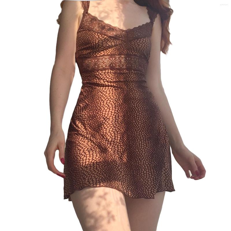 Casual Dresses Women Summer Mini Sling Dress Brown Sleeveless V-neck Backless Lace Polyester Suspender
Casual Dresses Women Summer Mini Sling Dress Brown Sleeveless V-neck Backless Lace Polyester Suspender