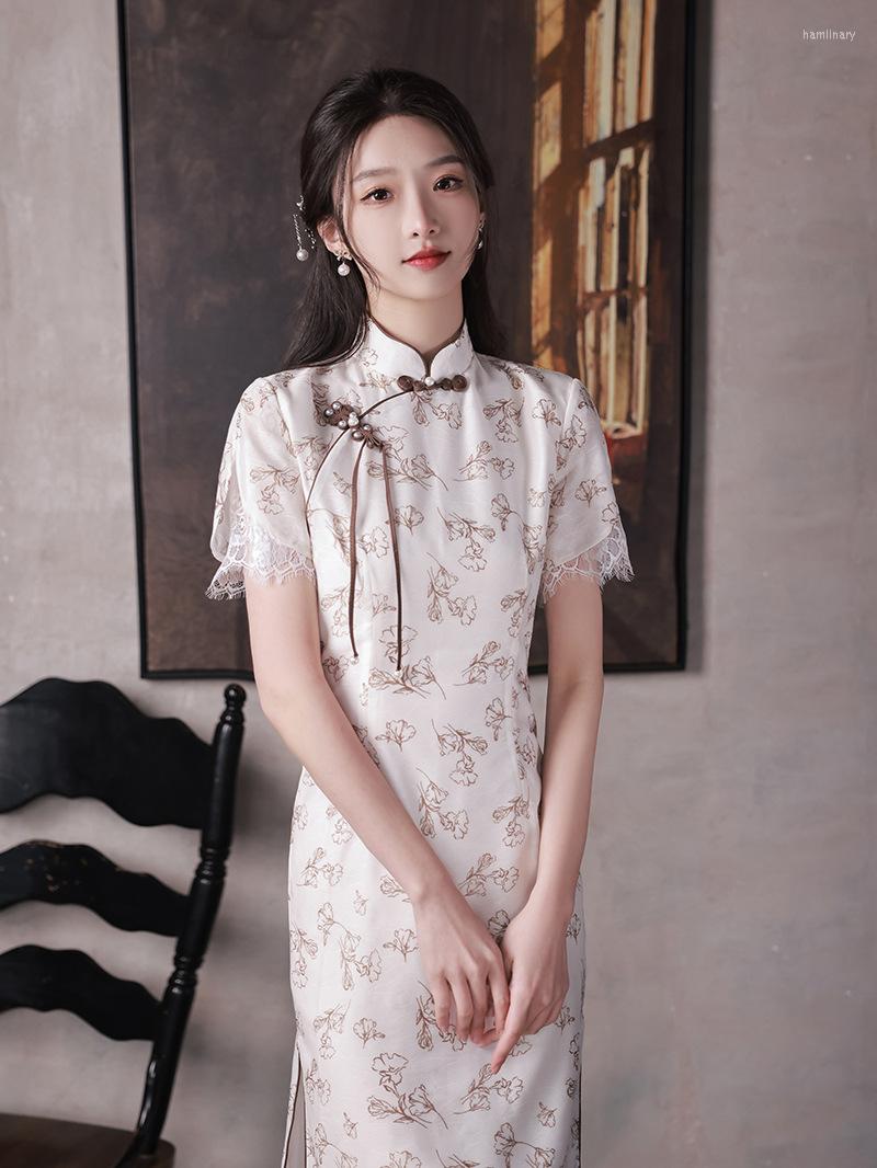 Ethnic Clothing Chinese Style White Floral Print Cheongsam Summer Vintage Mandarin Collar High Split Dresses Qipao
Ethnic Clothing Chinese Style White Floral Print Cheongsam Summer Vintage Mandarin Collar High Split Dresses Qipao