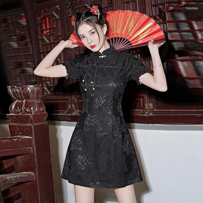 Ethnic Clothing FZSLCYIYI Sexy Mandarin Collar Chiffon Qipao Puff Sleeve A-Line Chinese Cheongsam Daily Evening Dress
Ethnic Clothing FZSLCYIYI Sexy Mandarin Collar Chiffon Qipao Puff Sleeve A-Line Chinese Cheongsam Daily Evening Dress