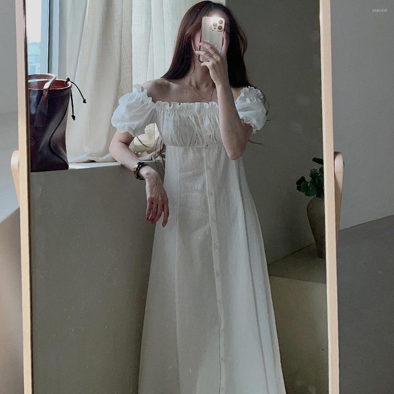 Casual Dresses Summer French Retro One-line Shoulder Two Wear Wooden Ear Edge Design Sense Niche Bubble Sleeve Dress Female, Black
Casual Dresses Summer French Retro One-line Shoulder Two Wear Wooden Ear Edge Design Sense Niche Bubble Sleeve Dress Female, Black
