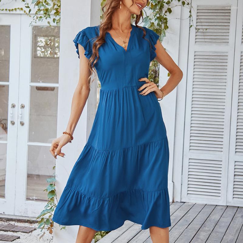 Casual Dresses Women' Solid Color Simple Dress Summer Fashion Woman V-Neck Flying Sleeve Pleanted Midi Commuting Office, Pink
Casual Dresses Women' Solid Color Simple Dress Summer Fashion Woman V-Neck Flying Sleeve Pleanted Midi Commuting Office, Pink