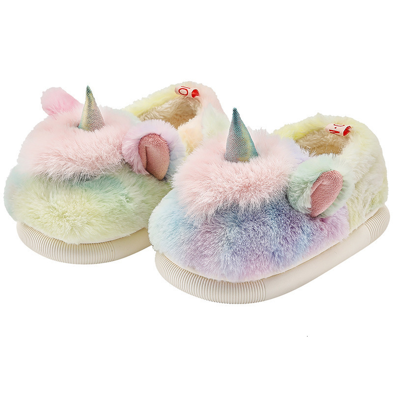 Slipper Autumn and Winter Children's Cotton Slippers Cute Cartoon Unicorn Household Plush Casual Soft Slippers Boys Girls Slippers Kids 230509