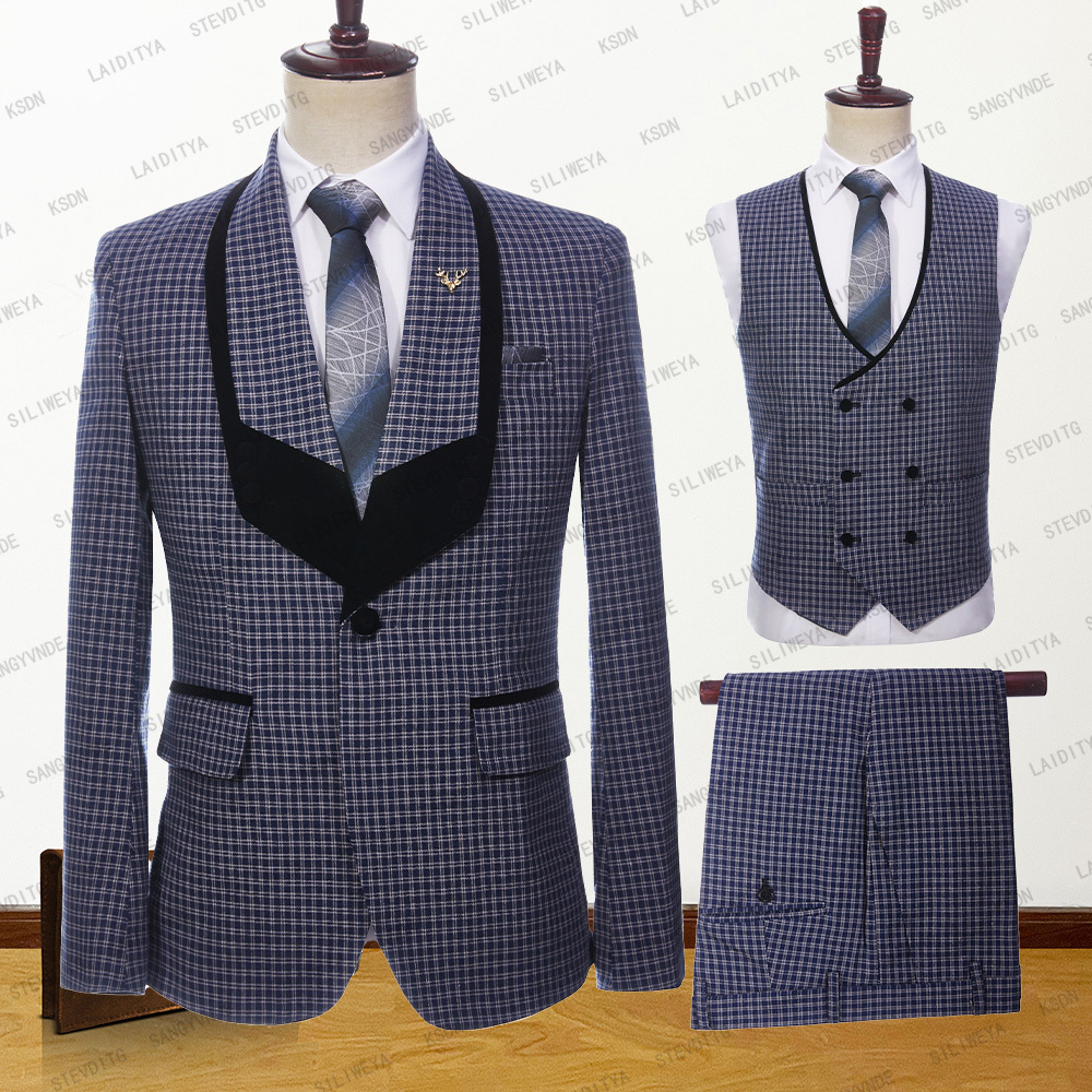Men's Suits Blazers Men Wedding Party Summer Blue White Reto Classic Plaid Black Lapel Fashion Slim Fit Suits 3 Pcs Set Jacket Vest Pants 230509, Same as picture
Men's Suits Blazers Men Wedding Party Summer Blue White Reto Classic Plaid Black Lapel Fashion Slim Fit Suits 3 Pcs Set Jacket Vest Pants 230509, Same as picture