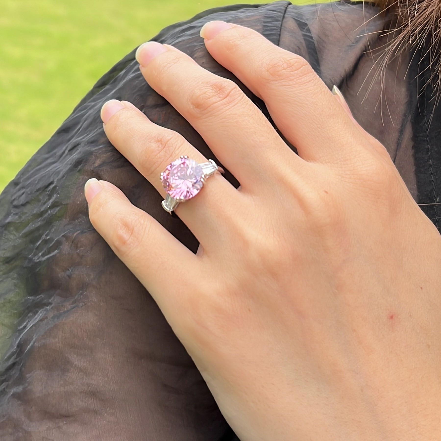 Choucong Brand Wedding Jewelry Sterling Sier Round Cut Pink Topaz CZ Dia Gemstones Party Women Eternity Engagement Bridal Ring Gift