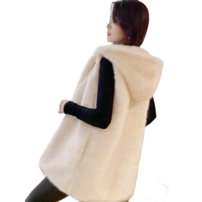 Vests Women's Coat Autumn Winter Wild Medium Long Hooded Ladies Vest Lnternet Celebrity Loose Imitation Mink Hair Coat Waistcoat, Milky
Vests Women's Coat Autumn Winter Wild Medium Long Hooded Ladies Vest Lnternet Celebrity Loose Imitation Mink Hair Coat Waistcoat, Milky