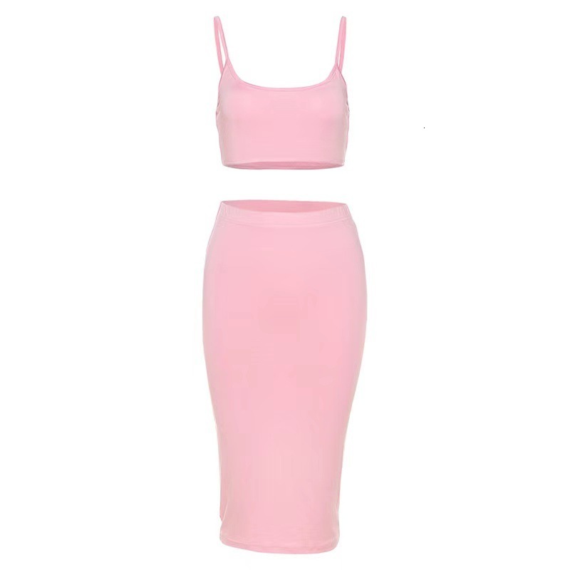 Two Piece Dress 006 Women's Summer Set Sexy Halter Crop Top Bodycon Skirt 230508