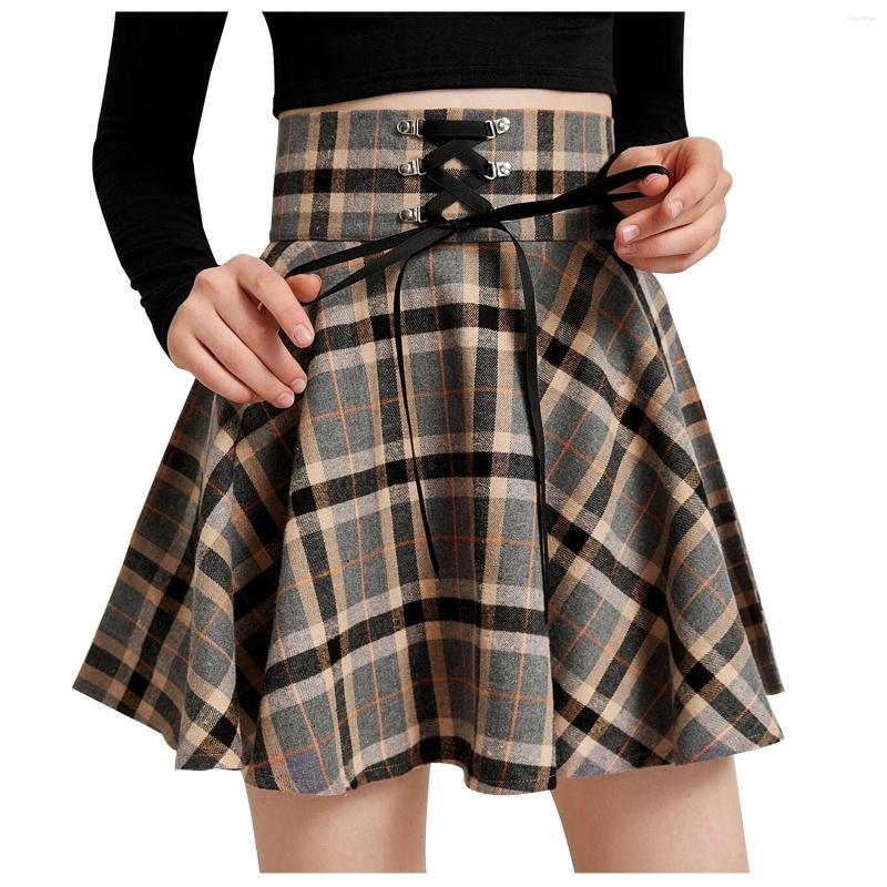 Skirts High Waist Pleated Mini Skirt Women Fashion Retro Punk Plaid Print Strap Zipper Short Korean All-match Jupe, Khaki
Skirts High Waist Pleated Mini Skirt Women Fashion Retro Punk Plaid Print Strap Zipper Short Korean All-match Jupe, Khaki
