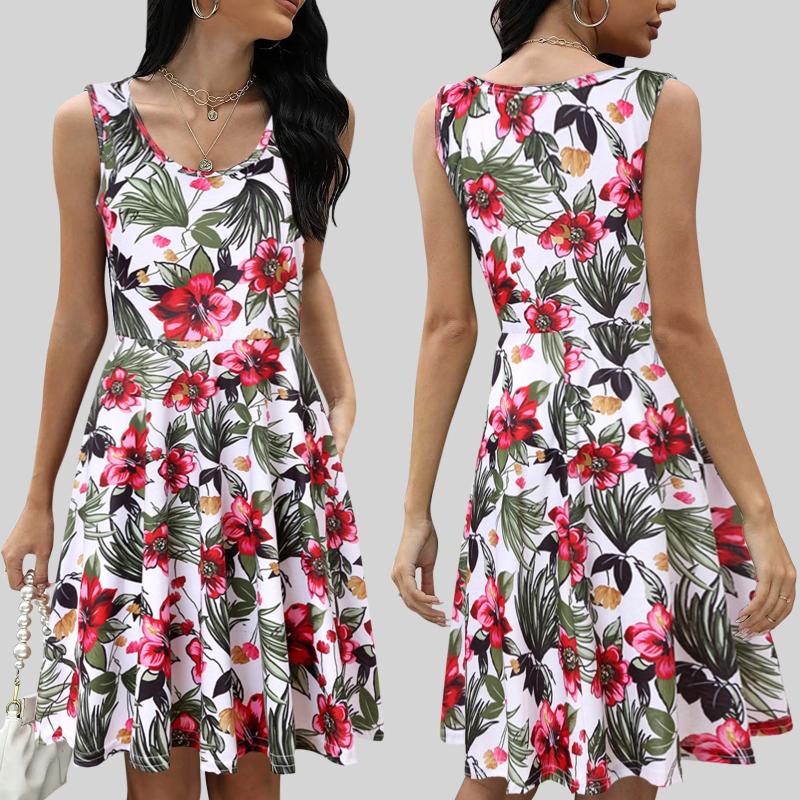Casual Dresses Bohemian Summer Dress Women Elegant Round Neck Robe Femme Fashion Flower Printing A-Line Tank Vestidos 2023, Multi
Casual Dresses Bohemian Summer Dress Women Elegant Round Neck Robe Femme Fashion Flower Printing A-Line Tank Vestidos 2023, Multi