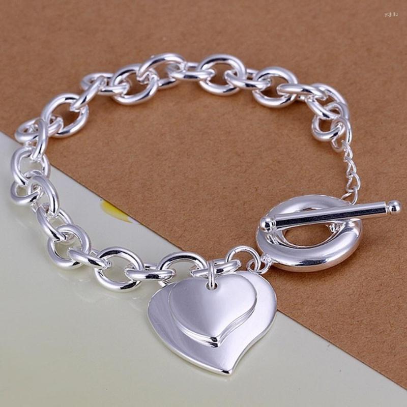Link Bracelets Fashion Design High Quality Silver Color Jewelry Double Heart Chain Women Lady Wedding Cute Gifts H284
Link Bracelets Fashion Design High Quality Silver Color Jewelry Double Heart Chain Women Lady Wedding Cute Gifts H284