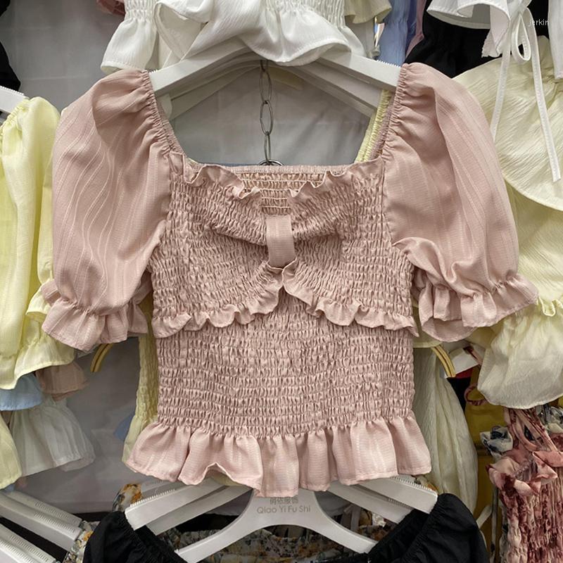 Women's Blouses Frenchic Pleated Puff Sleeve Blusas Mujer Agaric Edge Bluoses Femininas Square Collar Ladies Summer Cropped Tops Drop, Pink
Women's Blouses Frenchic Pleated Puff Sleeve Blusas Mujer Agaric Edge Bluoses Femininas Square Collar Ladies Summer Cropped Tops Drop, Pink