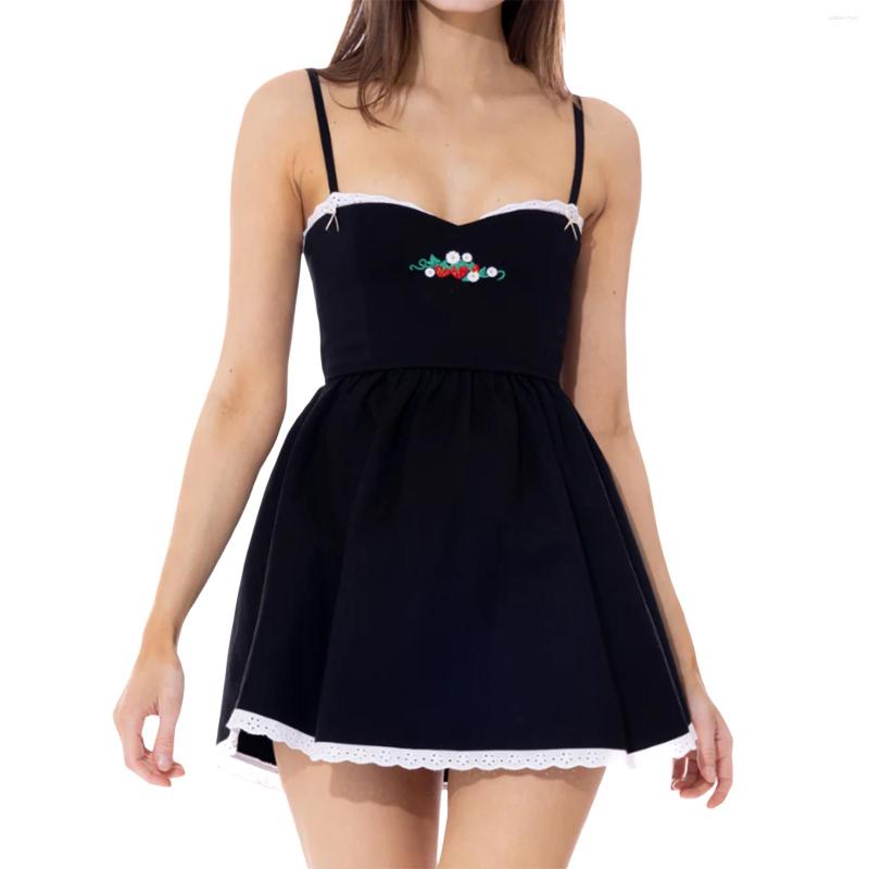 Casual Dresses Combhasaki Women Y2K Summer Floral Embroidery Lace Trim Sleeveless Spaghetti Straps Sweet Backless Mini Sling Dress, Black
Casual Dresses Combhasaki Women Y2K Summer Floral Embroidery Lace Trim Sleeveless Spaghetti Straps Sweet Backless Mini Sling Dress, Black