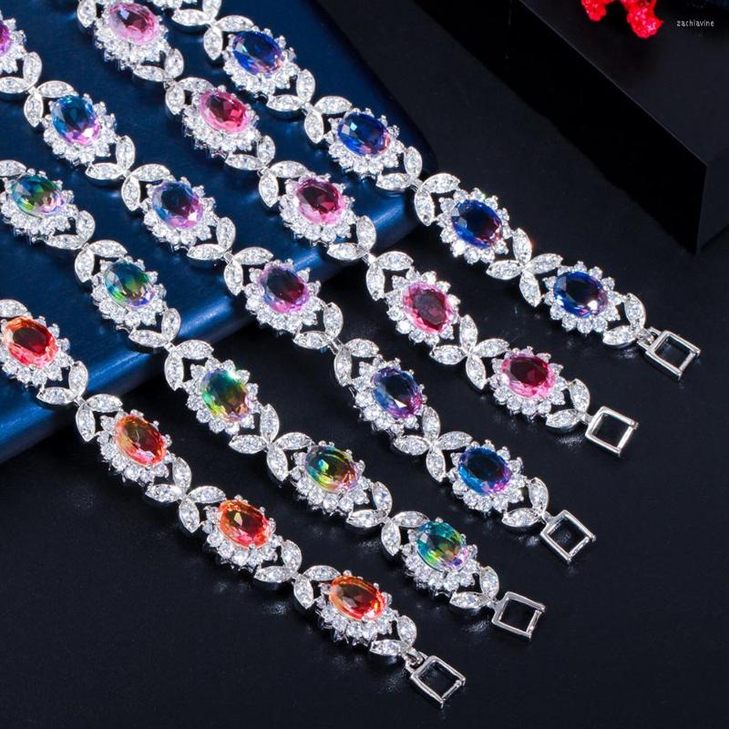 Link Bracelets ThreeGraces Elegant Multi Rainbow Cubic Zirconia Flower Shape Fashion CZ Tennis Bracelet For Women Wedding Party Jewelry
Link Bracelets ThreeGraces Elegant Multi Rainbow Cubic Zirconia Flower Shape Fashion CZ Tennis Bracelet For Women Wedding Party Jewelry