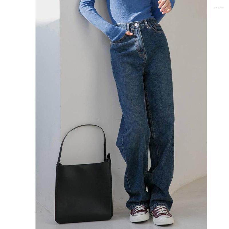 Women' Jeans Women' Spring 2023 Retro Dark Blue Straight Loose Minimalism Zippers Pockets Middle Waist Long Pants Korean Style
Women' Jeans Women' Spring 2023 Retro Dark Blue Straight Loose Minimalism Zippers Pockets Middle Waist Long Pants Korean Style