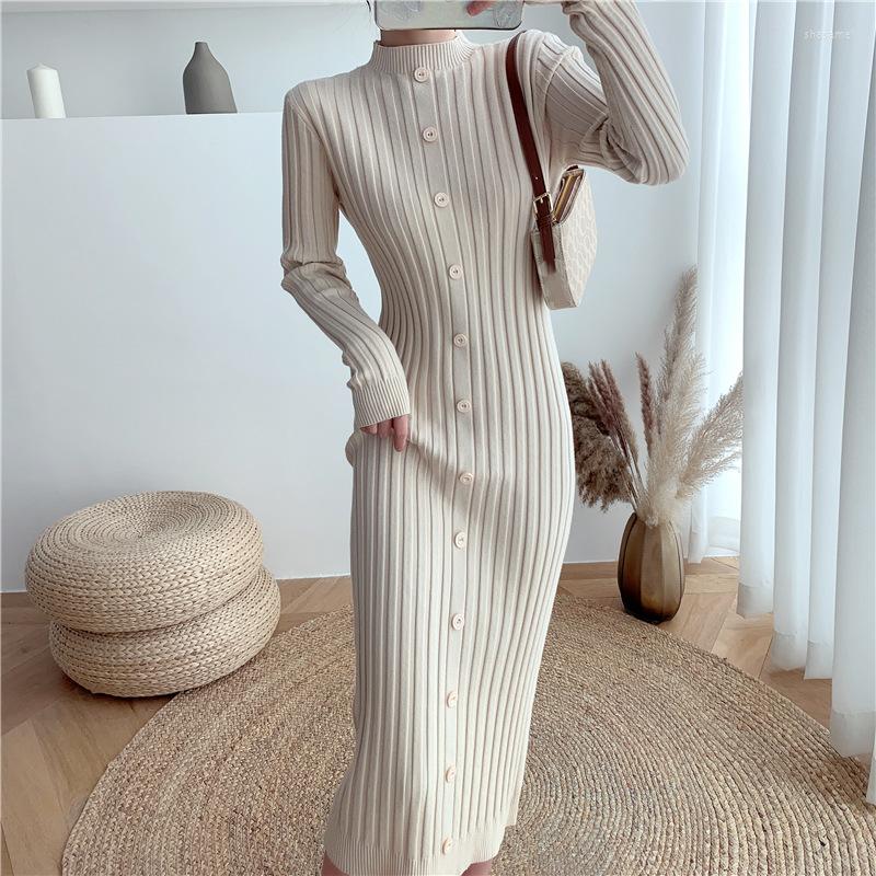 Casual Dresses Knitted Dress Women Sweater 2023 Temperament Elegant Slim Buttons Half High Collar Classic Long Female Party, Black
Casual Dresses Knitted Dress Women Sweater 2023 Temperament Elegant Slim Buttons Half High Collar Classic Long Female Party, Black