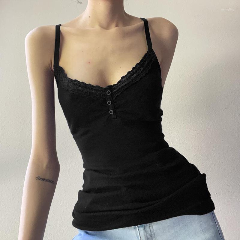 Women' Tanks V-neck Sexy Small Suspender Women' Volleyball Buckle Lace Vest 2023 Fashion Underlay Top, As photo