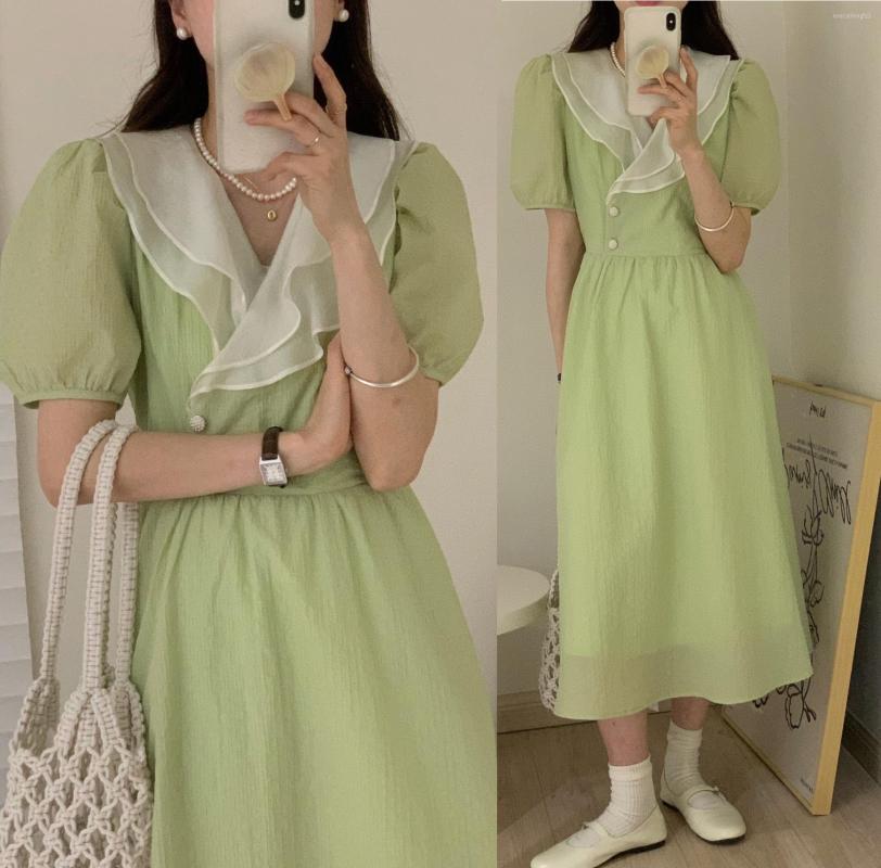 Casual Dresses French Ins Double-layer Ruffled Doll Collar Contrast Color Black And White Dress With Waist Two Button Slimming Long Skirt
Casual Dresses French Ins Double-layer Ruffled Doll Collar Contrast Color Black And White Dress With Waist Two Button Slimming Long Skirt