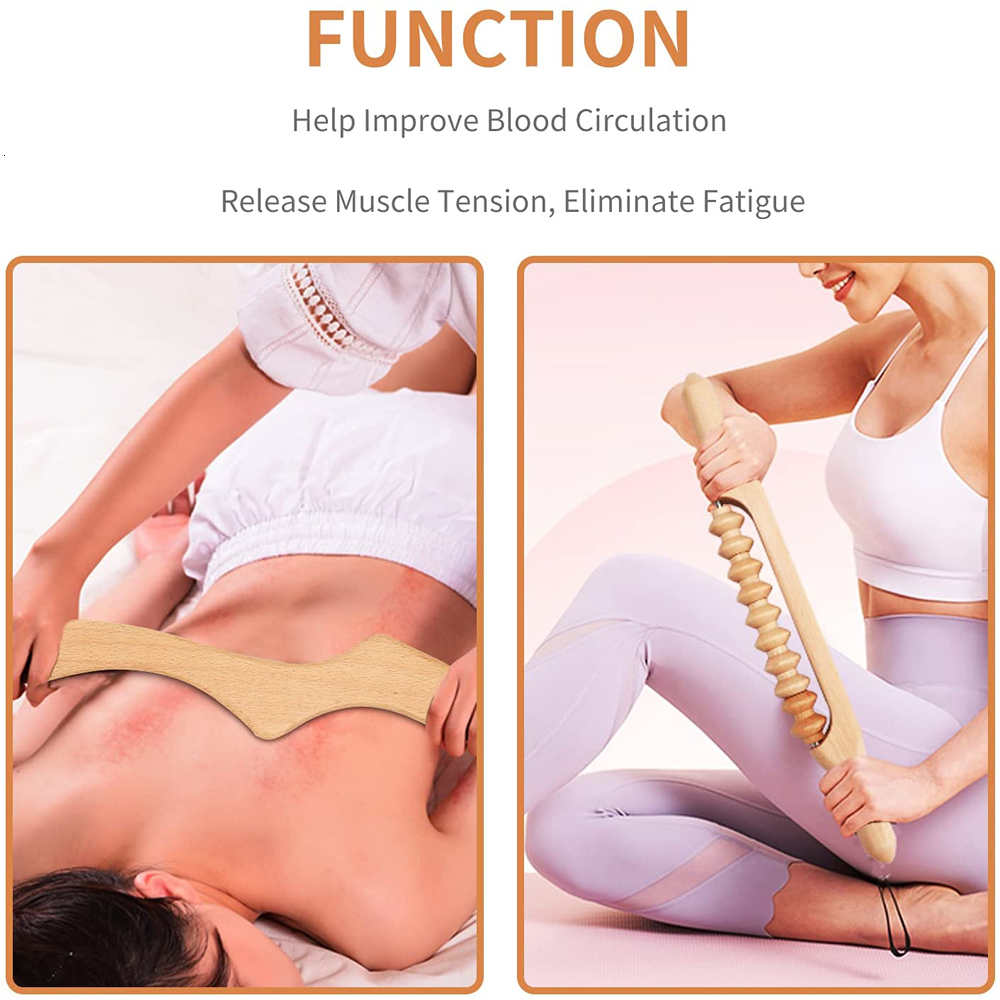 Massaging Neck Pillowws JOMMJO 2 Pcs Wood Therapy Massage Tools lymphatic Drainage r back Trigger Points for Body Sculpting 230508