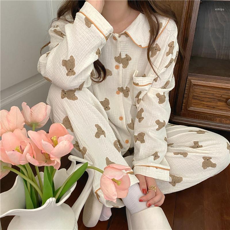 Women's Sleepwear Women 2 Piece Set Pure Cotton Cartoon Bear Kawaii Pajama Home Suit Comfortable Gauze Trousers Service L841, Apricot
Women's Sleepwear Women 2 Piece Set Pure Cotton Cartoon Bear Kawaii Pajama Home Suit Comfortable Gauze Trousers Service L841, Apricot