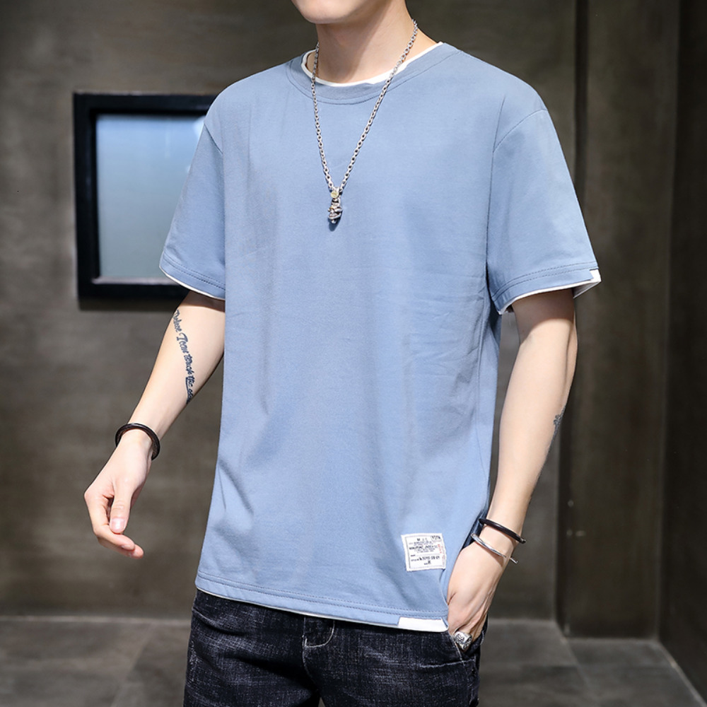 Men's T-Shirts Yellow T Shirt Men Trends Streetwear Solid Color Basic Casual T-shirts Men Tops Pure Cotton 230509