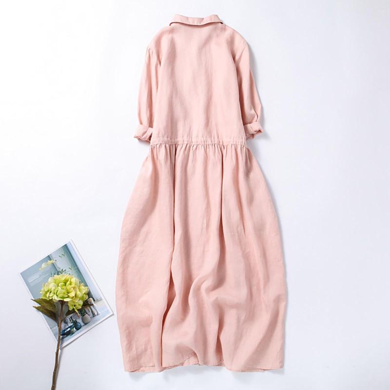 Casual Dresses Ladies Summer Cotton Linen Long Dress Turndown Collar Loose Slim Solid Half Sleeve Oversized Large Swing Women, Pink
Casual Dresses Ladies Summer Cotton Linen Long Dress Turndown Collar Loose Slim Solid Half Sleeve Oversized Large Swing Women, Pink