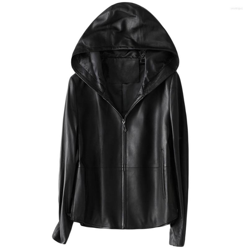 Women's Leather Sheep Jacket Long-Sleeved Hooded Zipper Simple Pocket Soft Women's Coat Fashion Casual Motorcycle Clothing, Black
Women's Leather Sheep Jacket Long-Sleeved Hooded Zipper Simple Pocket Soft Women's Coat Fashion Casual Motorcycle Clothing, Black
