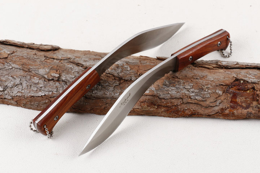Small hete 440C Satin Blade Full Tang Wood Handle Fixed Blades Knives Outdoor Camping hiking Fishing Survival Knife With Nylon Sheath