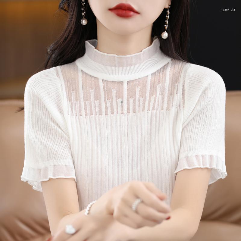 Women's Blouses Casual Knitted Blouse Summer Fashion Half High Collar Sleeve Tops Women Shirt Slim Fit Clothes Elegant Blusas 26284, White
Women's Blouses Casual Knitted Blouse Summer Fashion Half High Collar Sleeve Tops Women Shirt Slim Fit Clothes Elegant Blusas 26284, White
