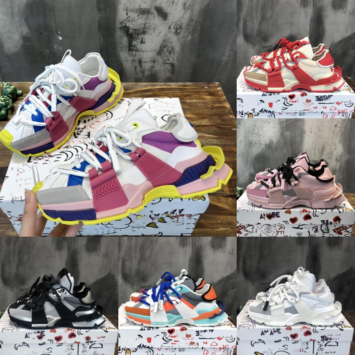 Space Sneakers Designer Explosion Models Casual Shoe Stitching Material Sneaker 3M Reflective Leather Dad Chunky Shoes Suede Modern Size 35-46