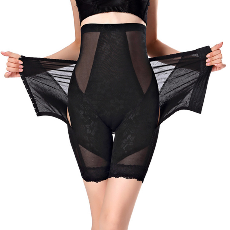 Waist Tummy Shaper High Waist Buckle Lace Ruffle Transparent Back Take off Body Shaper Panties Waist Trainer Tummy Flat Butt Lift Boxer Underwear 2305