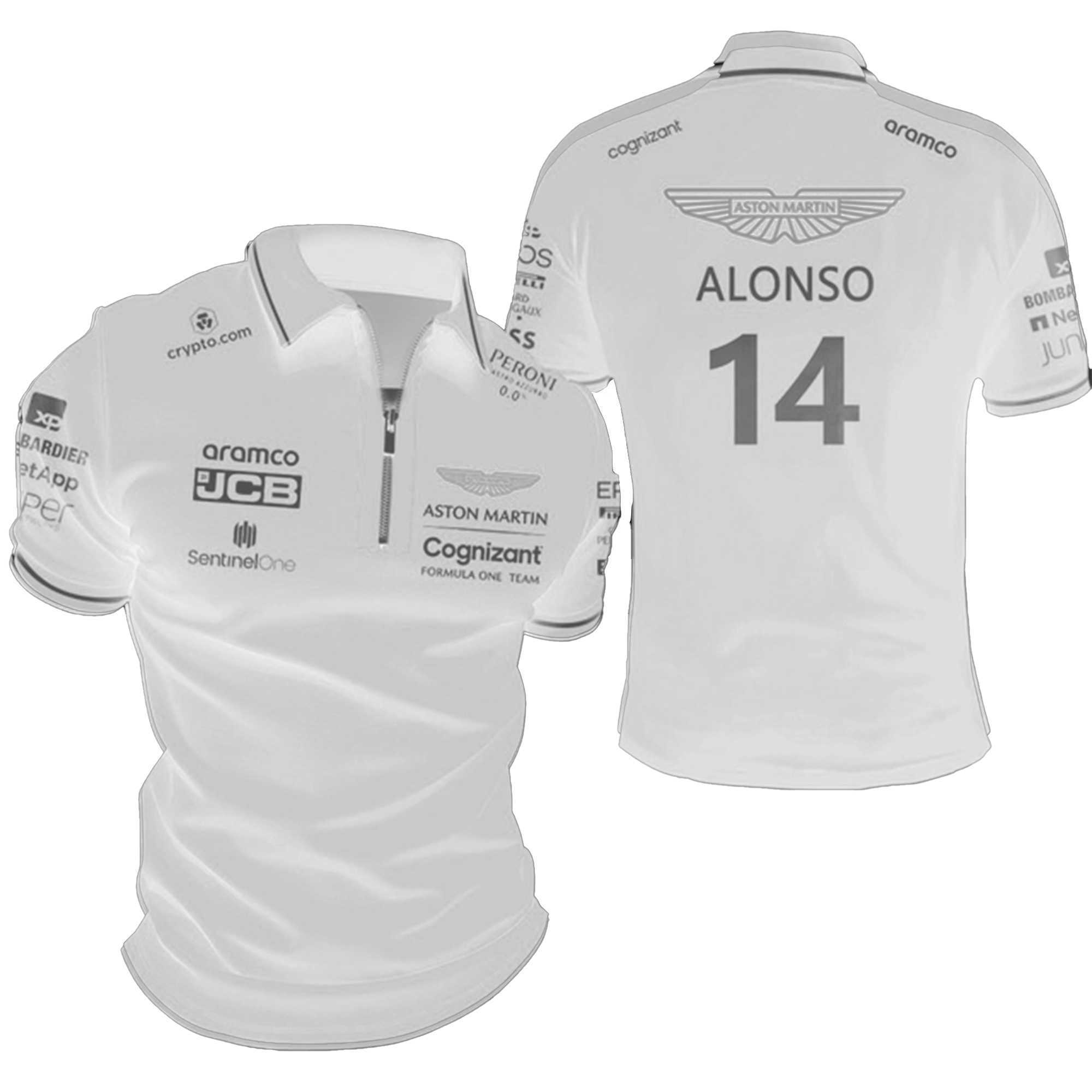 Cfx0 2023 Fashion F1 Men's Polo Formula One Team Aston Martin Spanish Racing Driver Fernando Alonso 14 Stroll 18 Zipper L9c9