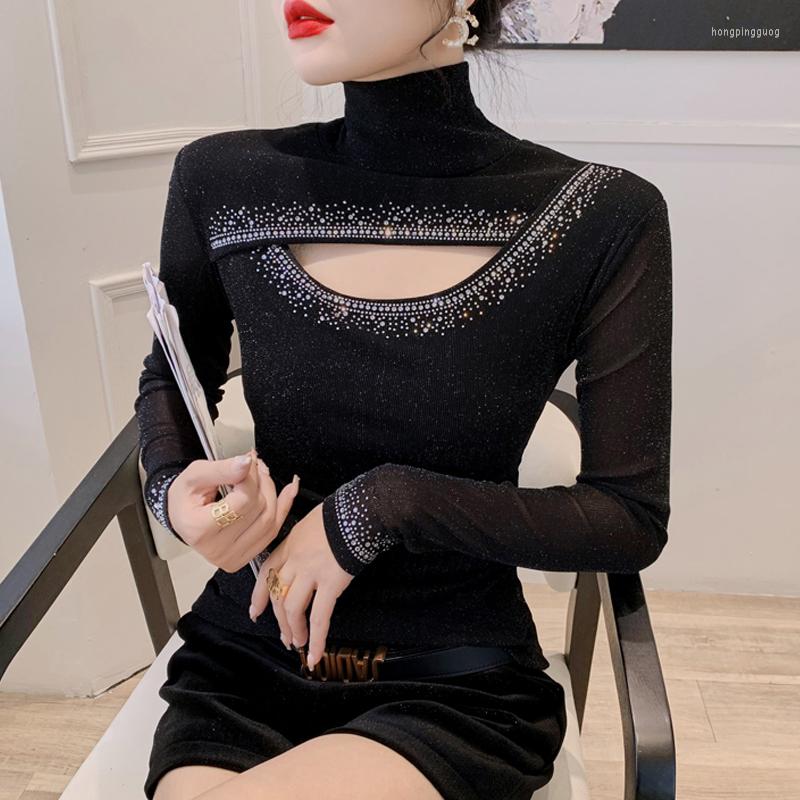 Women's T Shirts 2023 Sexy Hollow Out High Collar Mesh Tops Autumn Winter Drilling Shirt Women's Long Sleeve Bottoming, Black
Women's T Shirts 2023 Sexy Hollow Out High Collar Mesh Tops Autumn Winter Drilling Shirt Women's Long Sleeve Bottoming, Black