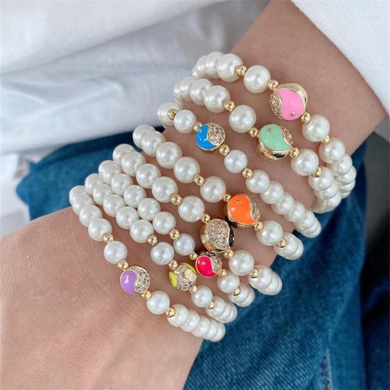 Strand 5Pcs Luxury Jewelry Gold Plated Enamel Neon Yin Yang Charms White Pearl Beaded Elastic Bracelets Women Dainty
Strand 5Pcs Luxury Jewelry Gold Plated Enamel Neon Yin Yang Charms White Pearl Beaded Elastic Bracelets Women Dainty