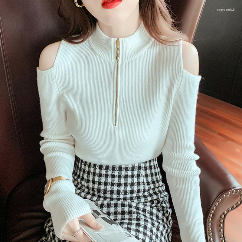 Women's Sweaters Sexy Off Shoulder Zippers Knitted Pullover Women Sweater Elasticity Womens Clothing Autumn Half High Collar Long Sleeve, Black
Women's Sweaters Sexy Off Shoulder Zippers Knitted Pullover Women Sweater Elasticity Womens Clothing Autumn Half High Collar Long Sleeve, Black