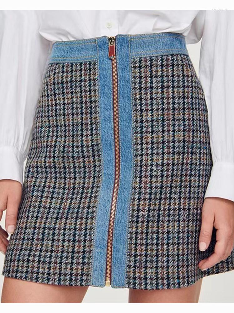 Skirts Women High Waist Tweed A-Line Skirt Denim Plaid RETRO Elegant Casual Office Ladies, Picture shown
Skirts Women High Waist Tweed A-Line Skirt Denim Plaid RETRO Elegant Casual Office Ladies, Picture shown