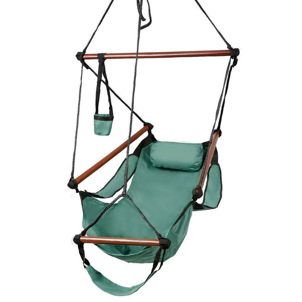 Blue Red Brown Green Outdoor Hanging Hammock Rope Chair Porch Swing Seat Camping Patio w Carrying Bag