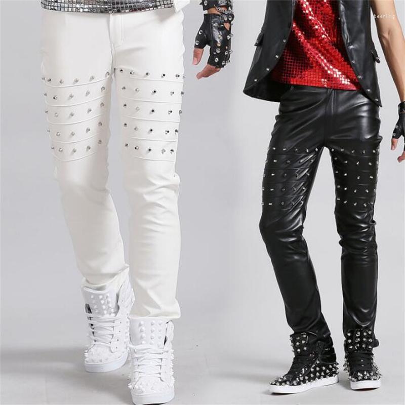 Men's Pants Stage Personality Men Motorcycle Leather White Pant Rivets Trousers Singer Dance Rock Fashion Pantalon Homme Street, Only pant 1
Men's Pants Stage Personality Men Motorcycle Leather White Pant Rivets Trousers Singer Dance Rock Fashion Pantalon Homme Street, Only pant 1