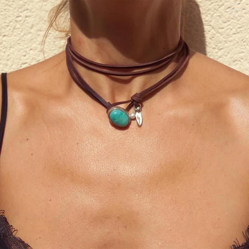 Choker Bohemian Ethnic Style Leather Rope Faux Turquoise Alloy Pendant Necklaces For Women Vintage Literary Vacation Party Jewelry
Choker Bohemian Ethnic Style Leather Rope Faux Turquoise Alloy Pendant Necklaces For Women Vintage Literary Vacation Party Jewelry