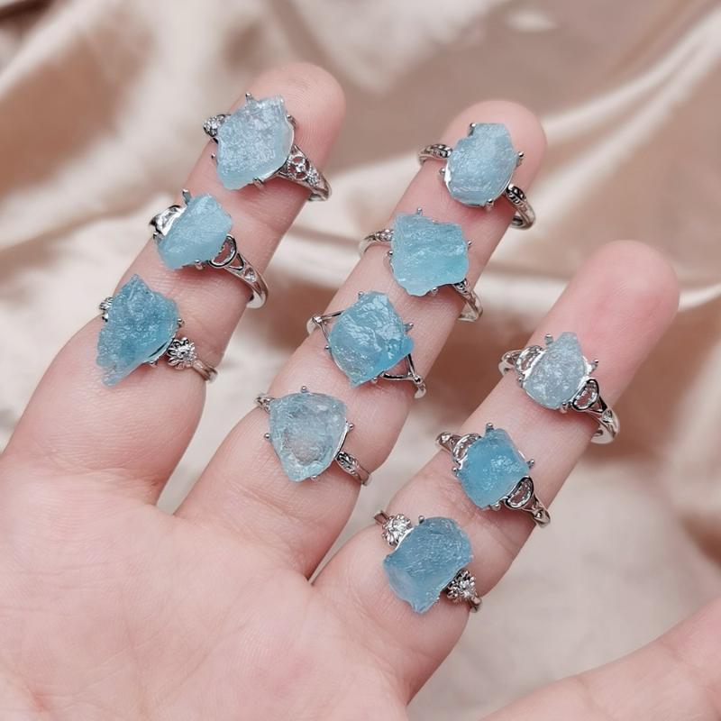 Wedding Rings 1pc Irregular Natural Stone Finger Ring Aquamarines Raw Mineral Blue Crystal Quartz Women Adjustable AnniversaryWedding
Wedding Rings 1pc Irregular Natural Stone Finger Ring Aquamarines Raw Mineral Blue Crystal Quartz Women Adjustable AnniversaryWedding