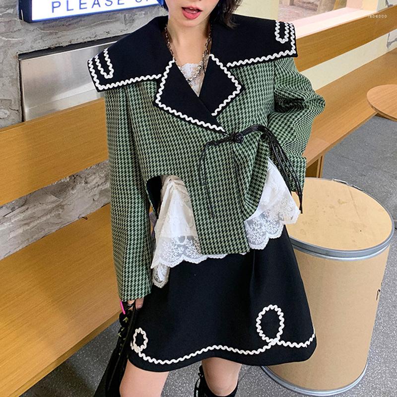 Two Piece Dress 2023 Spring Autumn Streetwear 2 Skirt Suit College Style Loose Short Plaid Jacket Blazer Coats Mini A-Line Set, Green
Two Piece Dress 2023 Spring Autumn Streetwear 2 Skirt Suit College Style Loose Short Plaid Jacket Blazer Coats Mini A-Line Set, Green