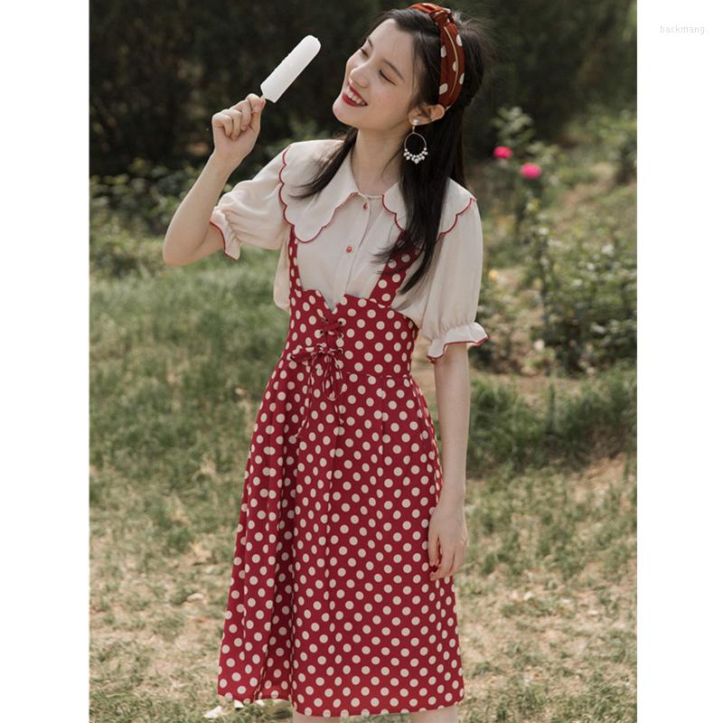 Work Dresses SWEETXUE Summer Vintage Two Piece Outfits 2023 Women Korean Cute Pan Peter Collar Shirt Top Polka Dot Suspender Skirt Suit, Photo color
Work Dresses SWEETXUE Summer Vintage Two Piece Outfits 2023 Women Korean Cute Pan Peter Collar Shirt Top Polka Dot Suspender Skirt Suit, Photo color