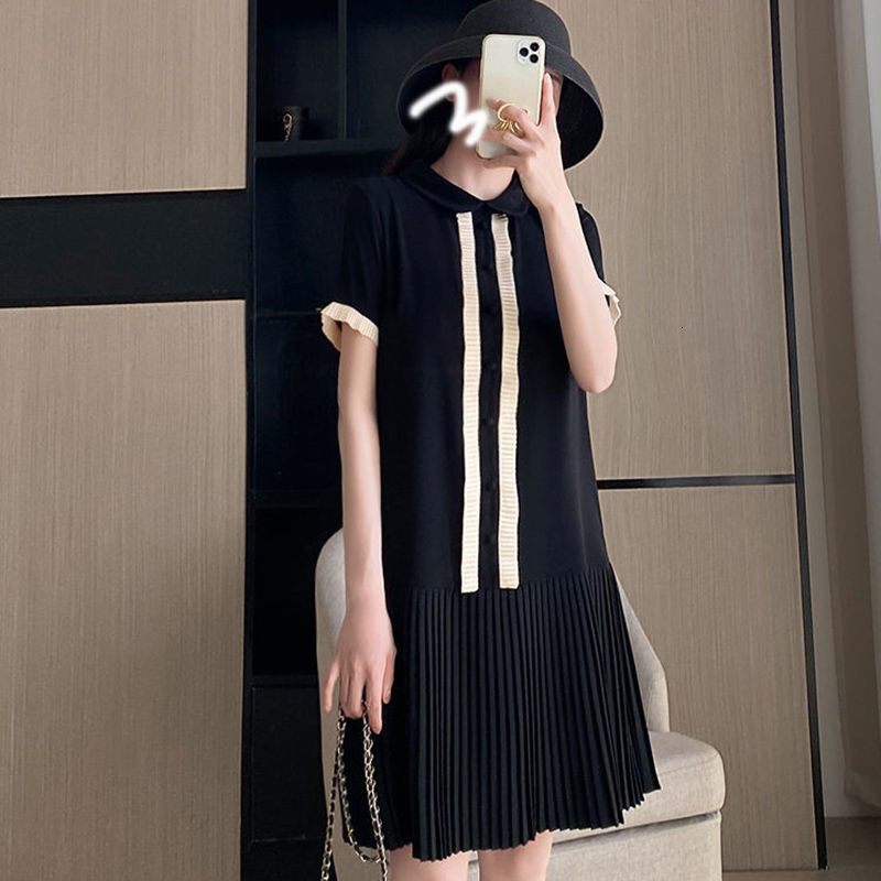 Casual Dresses Fashion All-match Solid Color Patchwork Casual Dresses Summer Short Sleeve Zipper Female Clothing Pleated Peter Pan Collar Dress 230509, Black
Casual Dresses Fashion All-match Solid Color Patchwork Casual Dresses Summer Short Sleeve Zipper Female Clothing Pleated Peter Pan Collar Dress 230509, Black