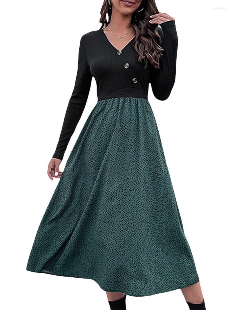 Casual Dresses Women Long Sleeve Dress Contrast Color V-neck A-line Party For Beach Club Streetwear, Dark green
Casual Dresses Women Long Sleeve Dress Contrast Color V-neck A-line Party For Beach Club Streetwear, Dark green